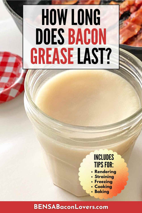 A jar of rendered, solidified bacon grease. How To Save And Store Bacon Grease, How To Cook Thick Bacon, Render Bacon Grease, Rendering Bacon Grease, Store Bacon Grease, How To Render Bacon Grease, How To Use Bacon Grease, Storing Bacon Grease, Clarified Bacon Grease