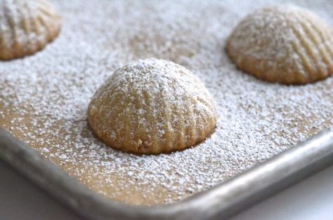 Lebanese Walnut Ma’moul Recipe Lebanese Cookies, Mamoul Cookies, Lebanese Food, Orange Blossom Water, Orange Blossoms, White Plate, Clarified Butter, Mooncake, Middle Eastern Recipes