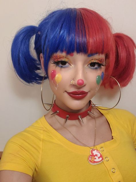 Girl Clown Makeup, Val Core, Clown Face Paint, Clown Cosplay, Clown Core, Female Clown, Face Paint Makeup, Kids Face Paint, Cute Clown