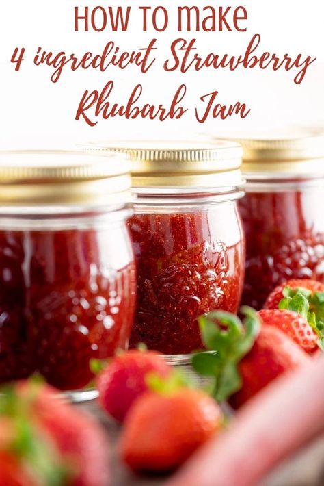 Strawberry Rhubarb Jam Instant Pot, Instant Pot Jam Recipes, Rhubarb Strawberry Jam, Strawberry Rhubarb Jam Recipe, Aip Condiments, Strawberry Rhubarb Recipes, Veranda Cafe, Rhubarb Jam Recipes, Strawberry Rhubarb Jam