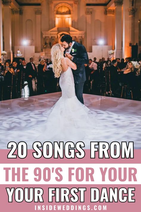 If you want to play some throwbacks on your wedding day, discover the top '90s wedding songs and popular picks for first dance songs from the 1990s! 90s Theme Wedding, Best Wedding Songs Dance, Wedding Songs First Dance, Dance Wedding Songs, Best First Dance Songs, Wedding Song Playlist, Popular Wedding Songs, Wedding Afterparty, 90s Wedding