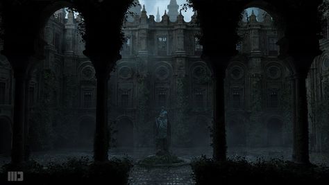 courtyard, - the matte department - on ArtStation at https://www.artstation.com/artwork/2x8nv Baba Jaga, Medieval Aesthetic, Wallpaper Estetika, Dark Castle, Castle Aesthetic, Concept Art World, Spring Wallpaper, Gothic Aesthetic, Aesthetic Desktop Wallpaper