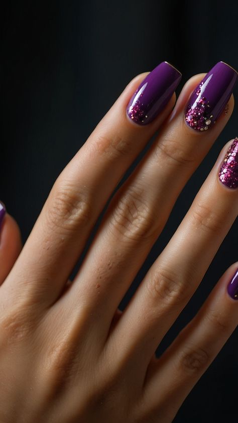 Discover the enchanting world of purple hues nails This blog post is your ultimate guide to inspiring nail art designs showcasing everything from dark and light shades to pastel delights Dive into creative ideas featuring glittery accents and chic black and pink polish Unlock stunning art designs that will elevate your nail game whether you prefer acrylic styles or classic cuts Embrace the beauty of purple hues and find the perfect look that complements your unique style Clic Dark Purple Pink Nails, Fall Nails Purple, Purple Nail Art Ideas, Purple Sparkly Nails, Purple French Manicure, Purple Nail Art Designs, Dark Purple Nails, Plum Nails, Bridesmaids Nails