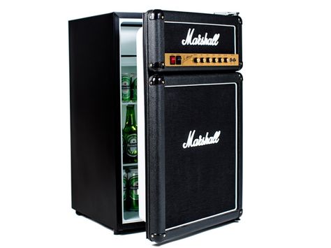 Mini fridge Marshall Amplification, Home Music Rooms, Compact Fridge, Bar Refrigerator, Guitar Room, Music Studio Room, Deco Studio, Attic Renovation, Attic Storage