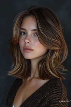 Rambut Brunette, Brown Hair Balayage, Shoulder Length Hair Cuts, Trending Hairstyles, Shoulder Length Hair, Hair Color Trends, Brunette Hair, Hair Transformation, Length Hair