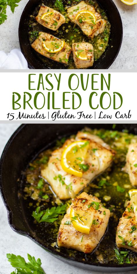 Cod Fish Recipes Oven, Fish Recipes Dairy Free, Cod Recipes Oven, Alaskan Cod Recipe, Broiled Cod, Broiled Fish Recipes, Gluten Free Fish Recipes, How To Cook Cod, Cod Fillet Recipes