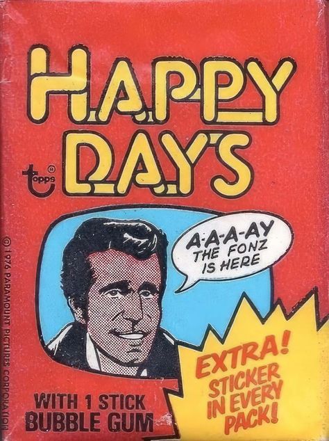 Nostalgia 1970s, Happy Days Tv Show, 80s Graphics, Bubble Gum Cards, The Fonz, Tv Land, Collector Cards, Classic Monsters, Vintage Candy