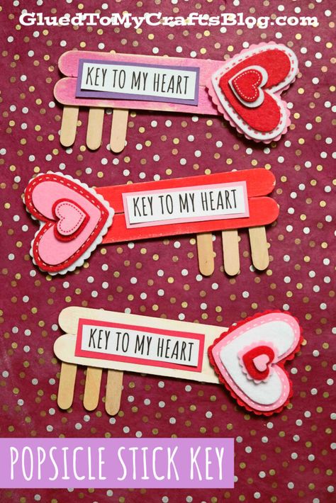 Popsicle Valentine Craft, Key To My Heart Craft, February Crafts For Kids, Tissue Decorations, Valentines Preschool, Vday Crafts, Preschool Valentine Crafts, February Activities, Friendship Activities