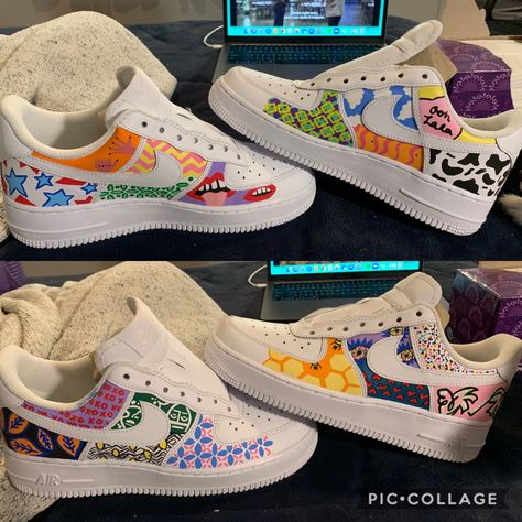 Custom Painted Air Force 1 Painted Forces Ideas, Shoe Design Painting, Air Force Design Ideas, Af1 Design Ideas, Painted Nikes Diy, Nike Air Force Painting Ideas, Painting Nike Air Force 1, Diy Air Force 1 Paint, Air Force 1 Painting Ideas