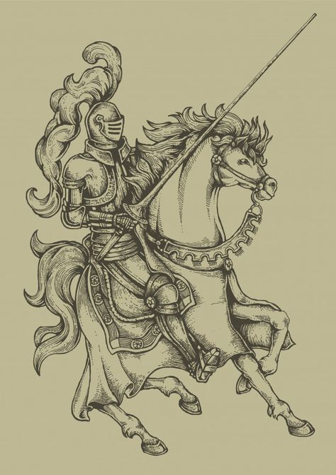 Cavaleiro cavalo gravura brasão heráldica Knight Tattoo Medieval, Knight Horse, Knight Illustration, Armored Horse Tattoo, Woodcut Knight Tattoo, Knight On Horse Tattoo, Medieval Knight Illustration, Knight On A Horse Drawing, Knight On Horse