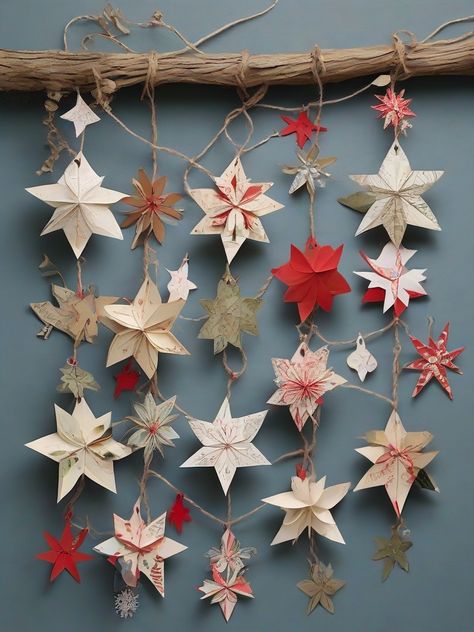 Get creative this holiday season with these beautiful and easy-to-make Christmas card decorations. Cut out shapes like stars or snowflakes and string them together to create a unique and eye-catching garland that’s perfect for your home decor. #DIYdecor #Christmasdecorations #garland #festive #homedecor #upcycling Paper Star Garland Christmas, Christmas Paper Garland Diy, Paper Christmas Garland, Christmas Paper Garland, Christmas Card Decorations, Star Garland Christmas, Ramadan 2025, Origami Garland, Christmas Party Crafts