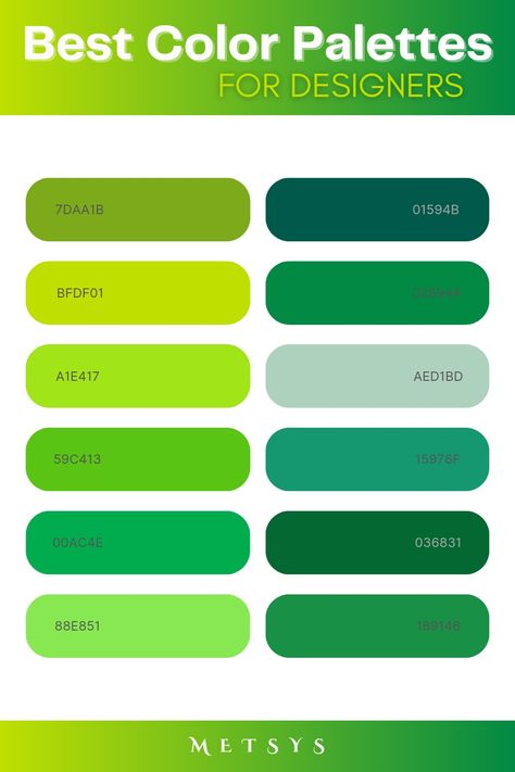 Inspired green colors | { #colorpalette #colors #designers #green } Fresh Green Color Palette, Bright Green Palette, Color Pallete Ibis Paint, Color Pallete Green, Green Colour Pallet, Green Pallet Color, Green Color Pallet, Color Pallete Aesthetic, Best Color Palettes