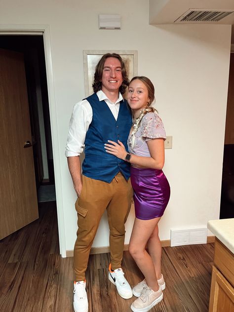 Eugene And Rapunzel Costume, Flyn Rider And Rapunzel Costume, Rapunzel And Eugene Halloween Costume, Flynn Rider And Rapunzel Costume, Rapunzel And Eugene Costume, Rapunzel And Flynn Costume, Repunzel Tangled, Hoco Outfits, Tangled Flynn