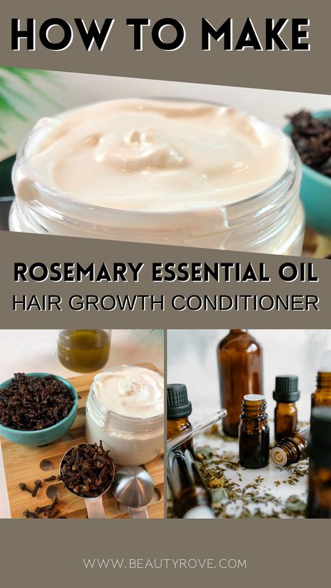 ROSE MARY ESSENTIAL FOR FOR HAIR Diy Conditioner For Oily Hair, Conditioner Recipe Homemade, Homemade Conditioner For Curly Hair, How To Make Conditioner At Home, Diy Conditioner For Curly Hair, Homemade Conditioner Recipes, Diy Clove Oil, Diy Hair Products, Homemade Hair Care