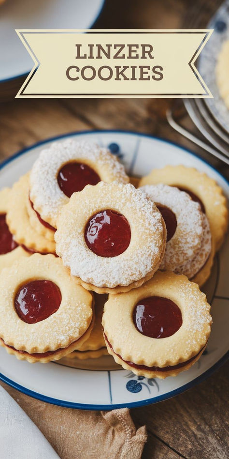 Sweet, buttery, and bursting with flavor, these Linzer Cookies are made with a delicate almond dough and a jam-filled center—perfect for the holidays or any occasion. Linder Cookies, Linzer Tart Cookies, Linzer Tart, Linzer Cookie, Linzer Cookies Recipe, Almond Flour Cookies, Classic Sandwich, Linzer Cookies, Lindt Lindor