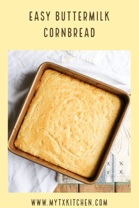 Corn Meal Cornbread, Southern Buttermilk Cornbread, Easy Buttermilk Cornbread, Basic Cornbread Recipe, Cornbread Bake, Recipe For Buttermilk, Cornbread Cake, Corn Bread Bake, Oven Baked Ribs