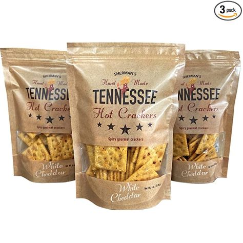 Sherman's Tennessee Hot Crackers, White Cheddar Flavor. 3 pack. (6oz each), Spicy Snack Crackers Hot Crackers, Parmesan Crackers, Snack Crackers, Cheddar Crackers, Saltine Crackers, Crunchy Snack, Cracker Snacks, Spicy Snacks, White Cheddar