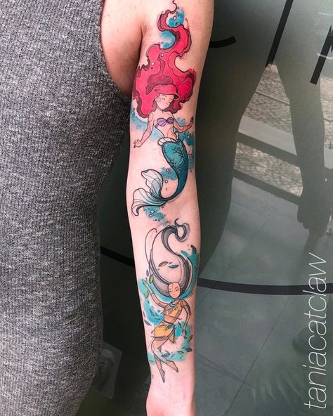 arm tattoo disney princess Disney Princesses Tattoo, Princesses Tattoo, Cinderella Tattoo, Flash Art Tattoos, Little Mermaid Tattoo, Tattoo Disney, Mermaid Tattoo Designs, Tattoo Off, 16 Tattoo