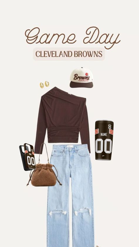 Get ready for game day with our Cleveland Browns NFL football game day outfit season fits idea! From custom Browns jerseys to cozy hoodies and stylish accessories, we’ve curated the perfect outfit ideas to showcase your team spirit. Personalize your gear with your name or favorite player’s number for a unique touch. Whether you’re at FirstEnergy Stadium or cheering from home, these season fits are designed for ultimate comfort and style all NFL season long. Show your love for the Browns in style! Football Game Day Outfit, Gameday Outfits, Nfl Football Games, Game Day Outfit, Nfl Season, Team Jersey, Gameday Outfit, Football Game, Day Outfit