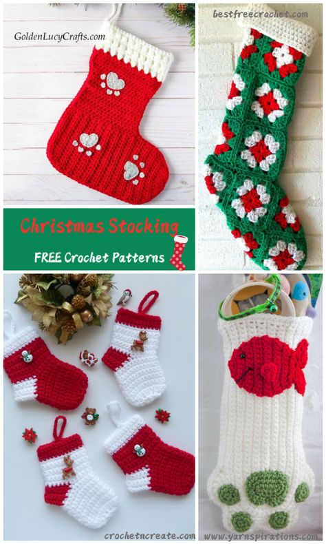 Crochet Dog Christmas Stocking, Crochet Stocking Pattern Free, Stocking Pattern Free, Crochet Christmas Stocking Pattern, Cute Christmas Stockings, Hanging Christmas Stockings, Crochet Pet, Crochet Stocking, Dog Christmas Stocking