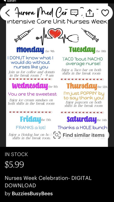 Funny Nurse Week Awards, Cna Week Activities, Nursing Assistant Week Ideas, Cna Appreciation Week Ideas, Nurses Week Games Activities, Cna Week Theme Ideas, Nursing Home Week Ideas For Staff, Staff Appreciation Ideas Healthcare, Cna Week Gift Ideas