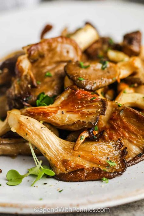 King Oyster Mushroom Recipe, Resep Vegan, Creative Meals, Oyster Mushroom Recipe, Sausage Stuffed Mushrooms, Chocolate Crinkle, Mushroom Recipe, Creamy Potato Soup, Spend With Pennies