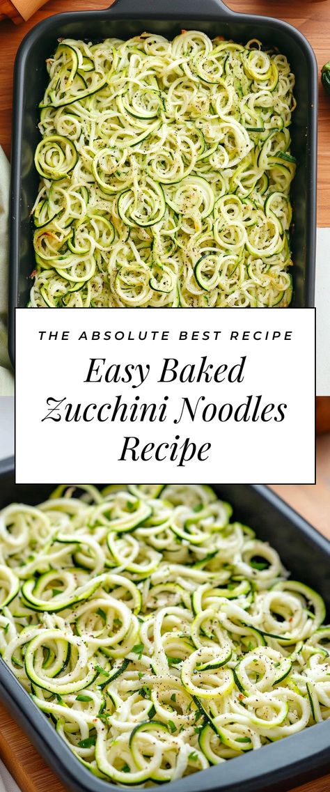 Image for Easy Baked Zucchini Noodles Recipe Spiraled Zucchini Recipes, Zucchini Pasta Bake, Zucchini Spagetti, Zoodle Bake, Baked Spagetti, Zucchini Noodle Recipe, Zucchini Noodle Recipes Healthy, Zucchini Noodle Pasta, Zucchini Noodles Spaghetti