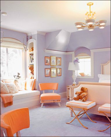 Soft lilac and peach...love the color combo...little girls room Lavender Bedroom, Girl Room Inspiration, Modul Sofa, Purple Walls, Big Girl Rooms, A Living Room, Beautiful Bedrooms, My New Room