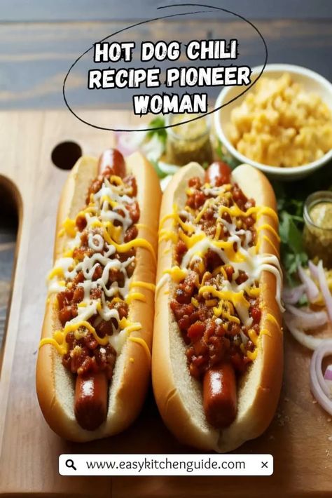 Last Updated on July 10, 2023 Would you like to try a delicious and easy-to-make hot dog chili recipe? How about one with an authentic feel? If yes, look no further than the famous Pioneer Woman Hot Dog Chili Recipe. It’s a classic dish that will quickly become your favorite go-to meal! If you want ... Read more Chile Dogs Recipes, Homemade Hot Dog Chilli, Chilidog Recipe, Chili Dogs Recipe, Easy Chili For Hot Dogs, Homemade Chili For Hotdogs, Best Chili For Hot Dogs, Sonic Hot Dog Chili Recipe, Chili Recipe Pioneer Woman