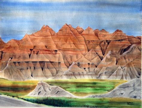 Badlands Artwork, Red Rock, Calla Lily, Projects For Kids, Landscape Art, Art Lessons, Watercolor Art, Watercolor Paintings, Original Art