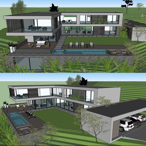 Apartments Exterior, Residential Building Design, Luxury Beach House, Modern Villa Design, Homes Modern, Building House Plans Designs, Casas The Sims 4, Modern Style House Plans, Architectural Design House Plans