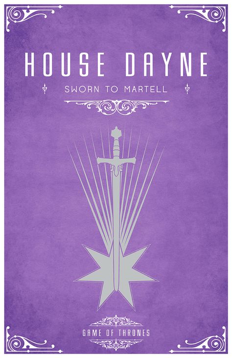 https://flic.kr/p/cF2cko | House Dayne | House Dayne  Sigil – A Silver Sword across a Falling Star   Sworn To House Martell  After watching the awesome Game of Thrones series I became slightly obsessed with each of the House’s and their identity or sigil.  Having found the houses and their representative sigils. I set about creating a vector for each one of them and creating a poster. I hope you like them as much as I do.  Available from my <a ... House Dayne, Game Of Thrones Sigils, House Martell, Game Of Thrones Series, Valar Dohaeris, Game Of Thrones Artwork, Game Of Thrones Tv, Falling Star, Gra O Tron