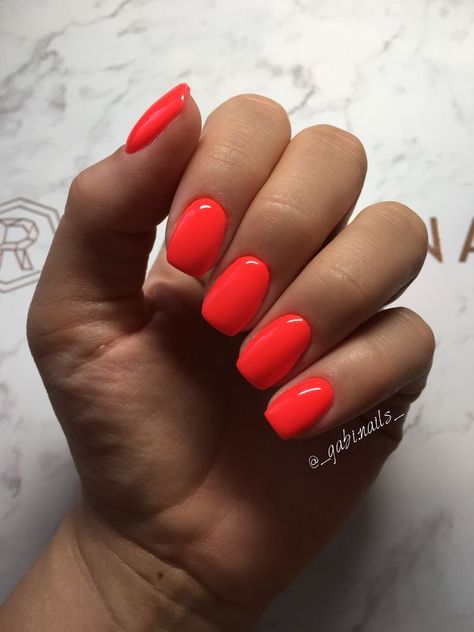 Classy Neon Nails, Gel Overlay Nails, Overlay Nails, Neon Summer, Gel Toe Nails, Coral Nails, Summery Nails, Work Nails, Cute Gel Nails