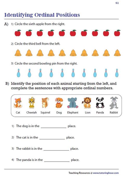 Ordinal Numbers and Positions Worksheets Ordinal Numbers Worksheets Grade 2, Ordinal Numbers Worksheets For Grade 1, Ordinal Numbers Worksheets, Ordinal Numbers Kindergarten, Kindergarten Math Worksheets Addition, Number Worksheets Kindergarten, Ordinal Numbers, Healthy School, Mathematics Worksheets