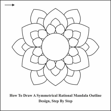 Symetry Drawings Simple, Symmetrical Drawing, Mandala Outline, Mandala Mehndi, Mandala Inspiration, Outline Design, Ornament Drawing, Mat Design, Geometric Pattern Art