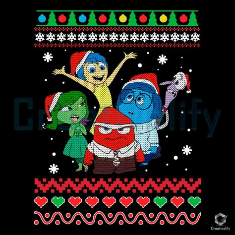 Inside Out Christmas SVG Cute Disney Xmas Cricut Files Pixar Christmas, Cute Christmas Svg, Sweatshirt Svg, Inside Out Characters, Disney Inside Out, Paint Strokes, Cricut Files, Cute Wallpaper For Phone, Disney Movie