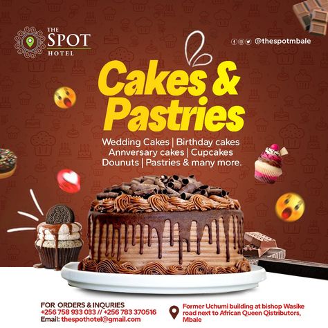 Cakes and Pastries Social-media Flyer Cakes Advertising Design, Cake Business Flyer Design, Birthday Cake Poster Design, Cakes Graphic Design, Cake Pamphlet Design, Cake Flier Designs, Cake Banner Design Advertising, Cake Flyer Design Ideas, Cake And Pastries Flyer Design