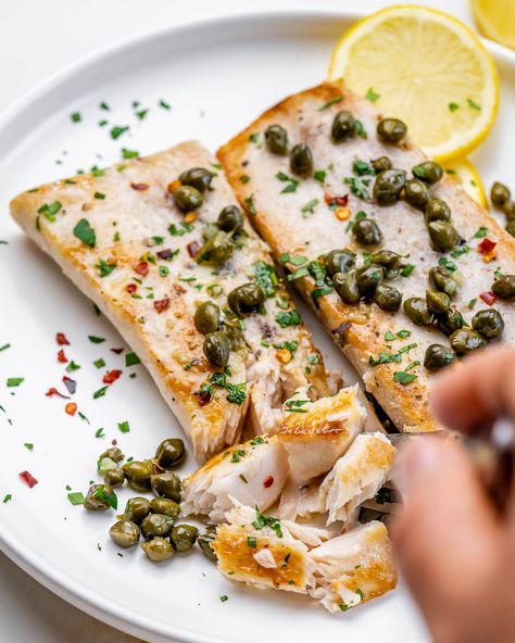 Easy Mahi Mahi in Lemony Garlic Caper Sauce | Clean Food Crush Mahi Mahi Recipes, Capers Recipe, Lemon Caper Sauce, Caper Sauce, Clean Food Crush, Food Crush, Grass Fed Butter, Clean Food, Mahi Mahi