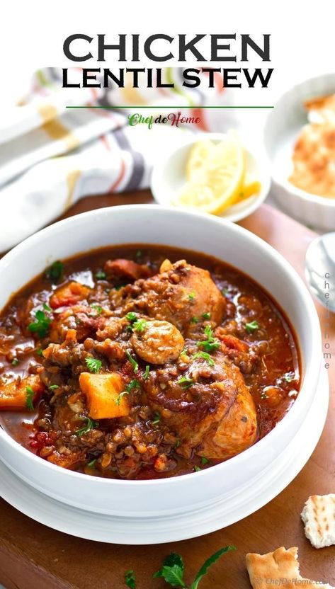 Chicken With Lentils Recipe, Chicken Lentil Chili, Chicken Stew Instant Pot, Lentils Chicken, Jalapeño Sausage, Lentil Chicken, Lentils Instant Pot, Sausage Sweet Potato, Sausage Lentil