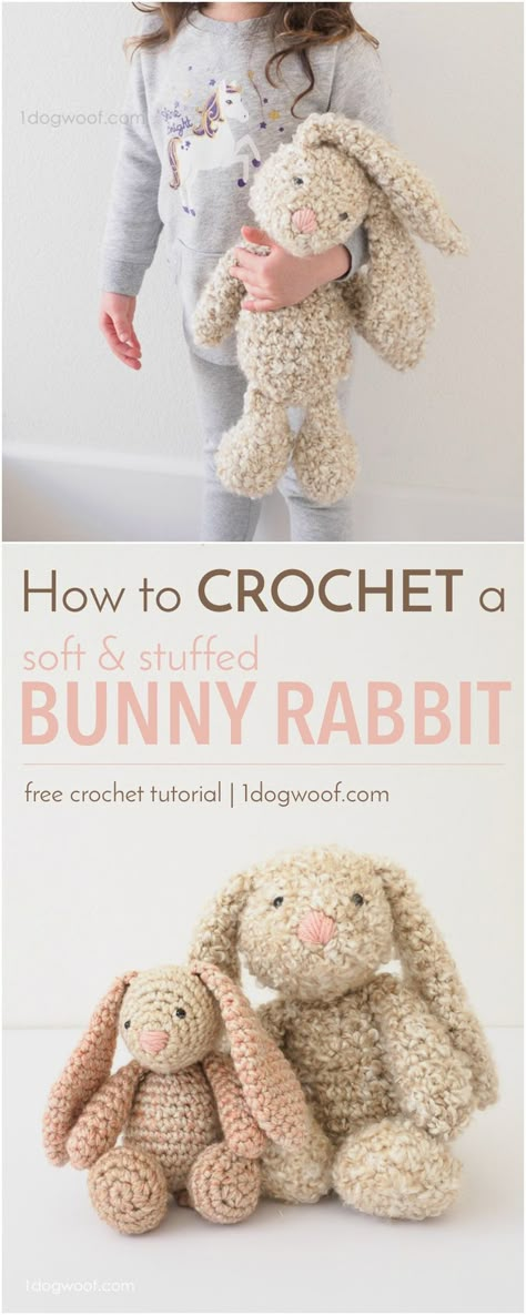 How to crochet a soft, squishy, floppy-eared, stuffed bunny rabbit using Lion Brand Homespun yarn. Perfect for Easter or a DIY baby shower gift! Diy Baby Shower Gift, Stuffed Bunny, Crochet Bunny Pattern, Diy Baby Shower Gifts, Easter Crochet Patterns, Pola Amigurumi, Bunny Crochet, Easter Crochet, Crochet Diy