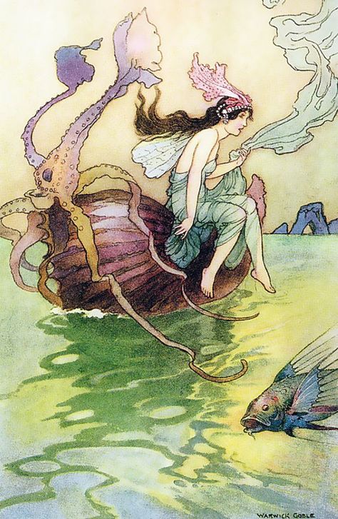 Warwick Goble, The Nautilus, Art Beat, Chart Pattern, Fairytale Illustration, Vintage Mermaid, Vintage Fairies, Fairytale Art, Illustration Vintage