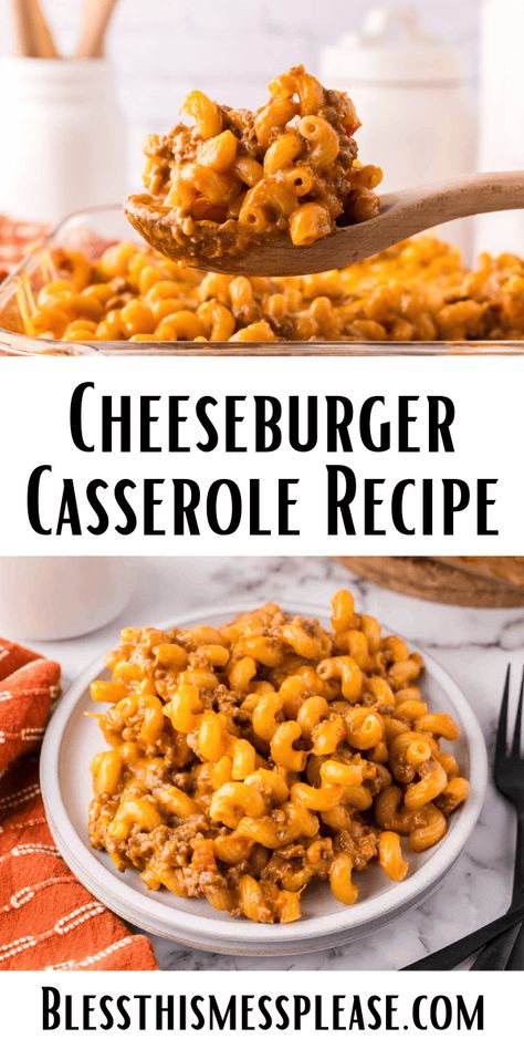 Cheeseburger Casserole Recipe Macaroni And Hamburger Casserole, Cheeseburger Macaroni Recipe, Hamburger Casserole Recipes Crockpot, Macaroni Beef Casserole, Cheeseburger Noodle Casserole, Cheeseburger Bake Casserole, What To Make With Hamburger, Cheese Burger Casserole Recipes, Crockpot Cheeseburger Casserole