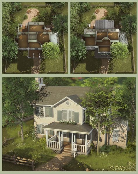 1 Story Sims House, Sims 4 Houses Layout Farmhouse, Sims 4 Houses Layout Cottage, Aims 4 House Ideas, Sims 4 Cozy House Layout, Sims 4 Build Ideas Layout 2 Floors, Sims 4 House With Sunroom, Ts4 House Layout, Sims 4 Floorplan Mansion