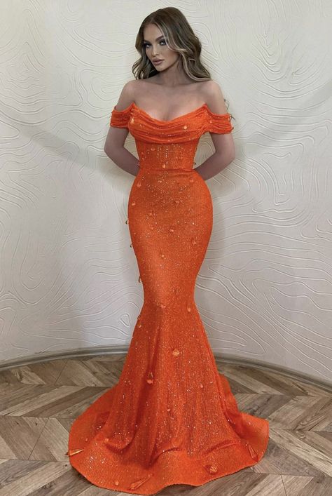 Orange Mermaid, Beaded Mermaid, Gorgeous Prom Dresses, Long Sleeve Prom, Wedding Dresses With Flowers, Mermaid Sequin, Long Prom Gowns, Wedding Flower Girl Dresses, Womens Prom Dresses