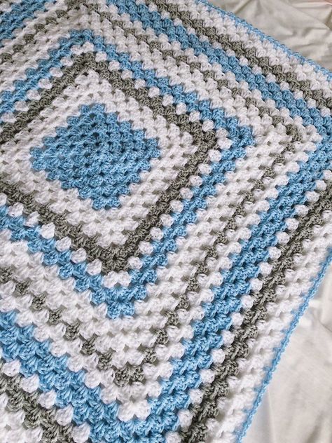 #blue #babyboy from my #etsy #shop: #Crochet #baby #blanket - blue #gray and white #grannysquare baby crochet blanket, crochet blanket - blue baby blanket White Granny Square, Baby Crochet Blanket, Green Baby Blanket, Pink Baby Blanket, Blue Baby Blanket, Easy Baby Blanket, Blankets Crochet, Pram Blanket, Newborn Blankets