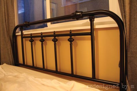 paint a brass headboard Painting Brass Bed Frame, Customize Metal Bed Frame, Spray Paint Brass Bed Frame, Brass Bed Queen, Full Brass Bed, Brass Beds, Iron Metal Bed, Brass Headboard, Brass Bed Frame