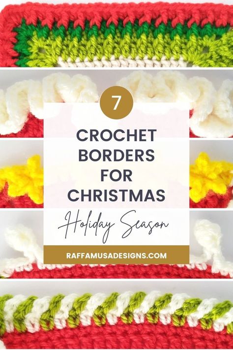 a collage of crochet borders and edgings for Christmas Crochet Edging Patterns Free, Christmas Crochet Blanket, Reverse Single Crochet, Crochet Border Patterns, Crochet Edging Patterns, Christmas Border, Crochet Lace Edging, Your Crochet, Crochet Borders