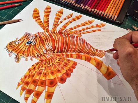 Now for the Fins!  See and purchase prints of all of my art here… Sea Mosaic, Rhino Painting, Fish Board, Fish Images, Sea Drawing, Sea Creatures Art, Lion Fish, Curious Creatures, Fish Drawings