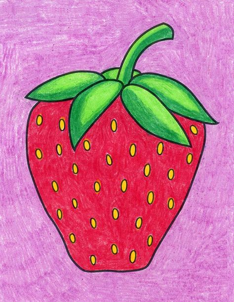 Easy Drawings Of Fruit, Cute Easy Drawings With Color, Easy Color Drawings Ideas, How To Draw Fruits For Kids, For Kids Drawing, Easy Drawing With Color, Crayon Drawing For Kids, Easy Drawings Colorful, Easy Drawings With Color