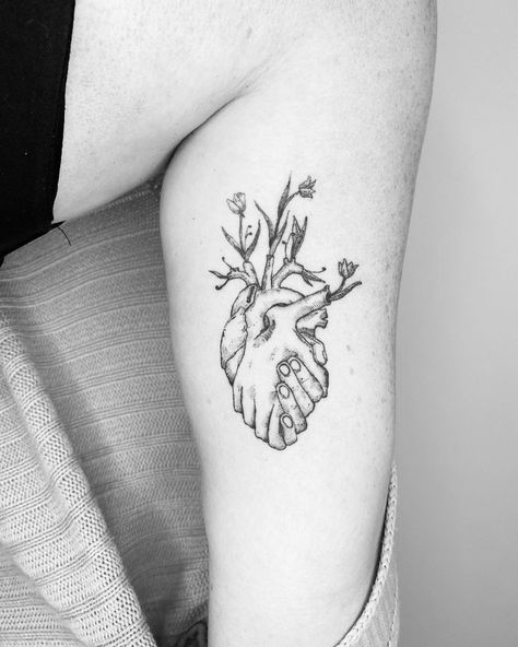 Jake Harry Ditchfield’s Instagram post: “Healed heart tattoo for Charlotte! Thanks for looking after it! 👍 #tattoo #tattoos #tattoosofinstagram #natureillustration #design #art…” Heart And Nature Tattoo, Holding Hands Heart Tattoo, Being Different Tattoo, Occupational Therapy Tattoo Ideas, Anatomy Tattoo Designs, The Head And The Heart Tattoo, Heart With Hands Tattoo, Spot Work Tattoo, Anatomical Heart Chest Tattoo